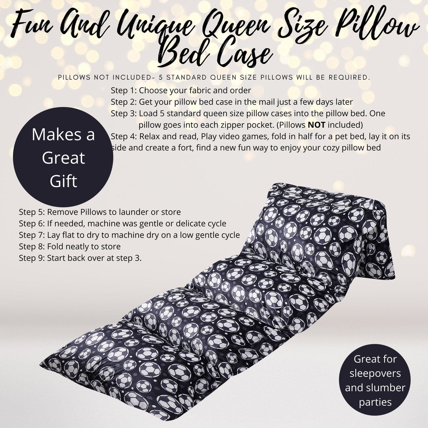 Soccer Pillow Bed Case, Floor Lounger Gift