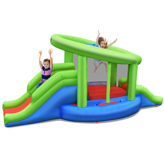 Inflatable Bounce House with Double Slides & Basketball Hoop