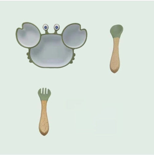 Silicone Baby Dishes for Children's Tableware Plate Non-slip Baby
